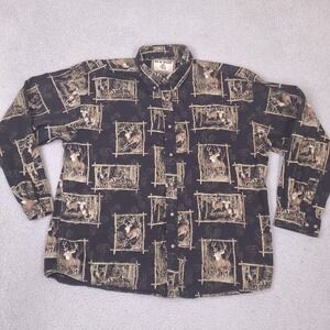 Bit &‎ Bridle Outfitters Shirt Mens XL Black Deer Outdoor Wildlife Button Down